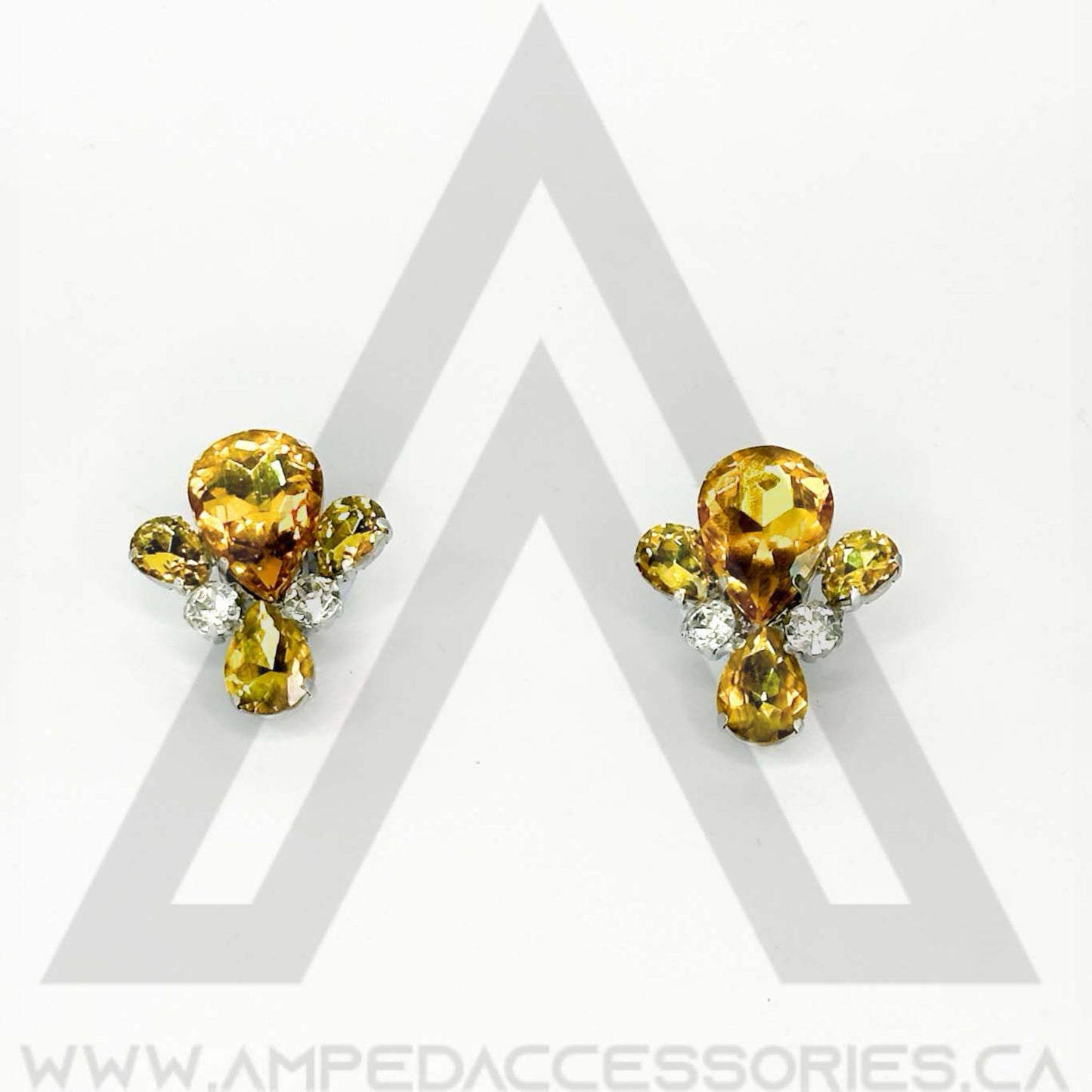 Brown, Champagne, Gold & Topaz Button Earrings