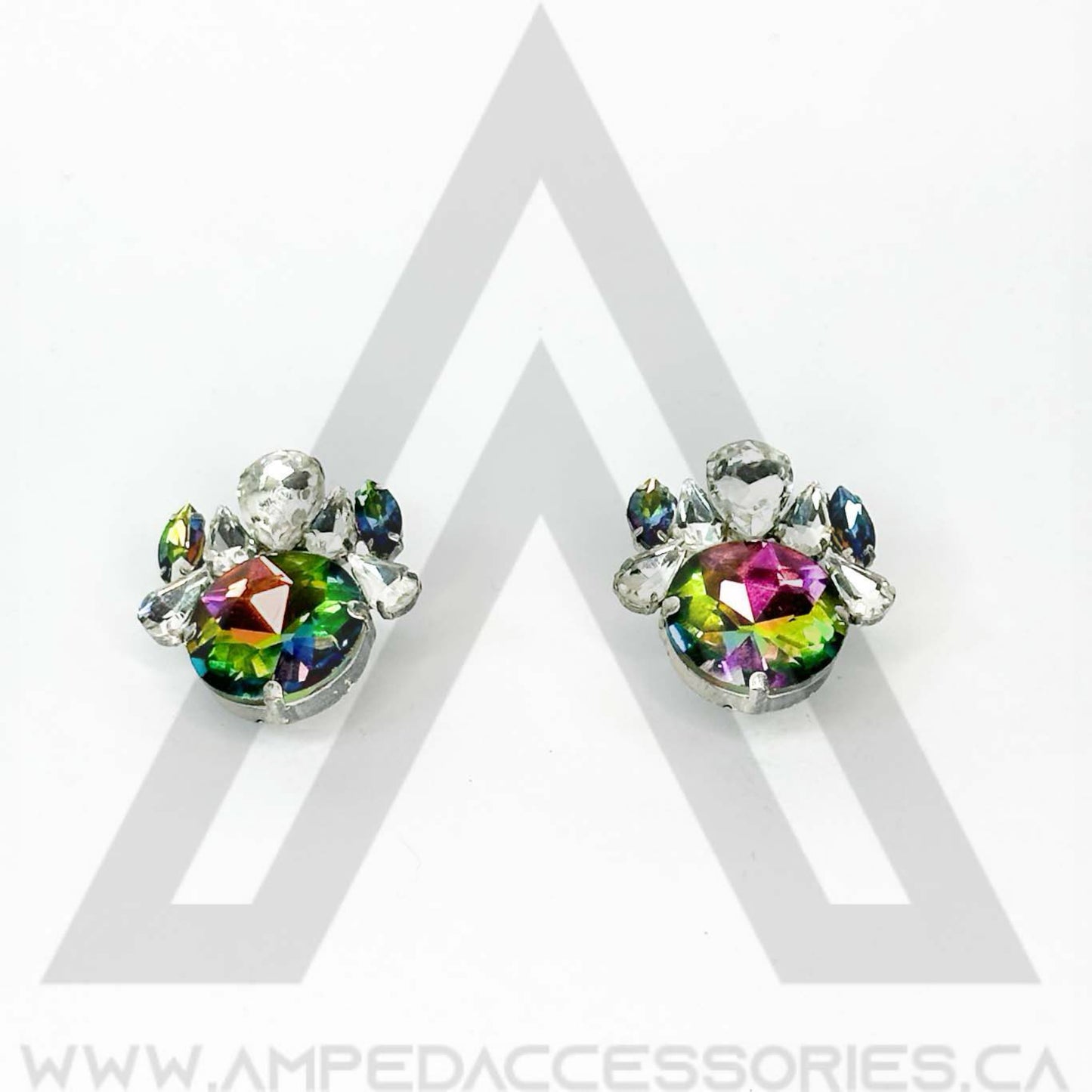 Watermelon & Rainbow AB Button Earrings
