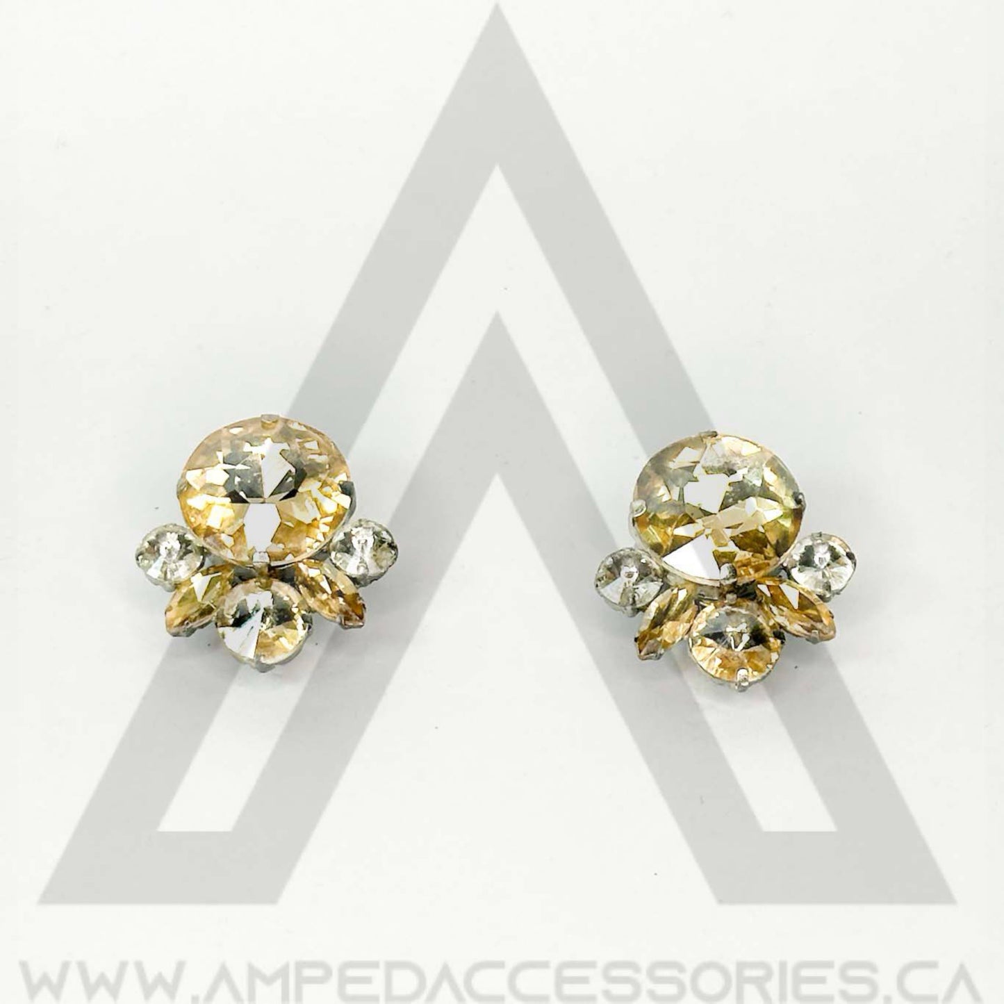 Brown, Champagne, Gold & Topaz Button Earrings