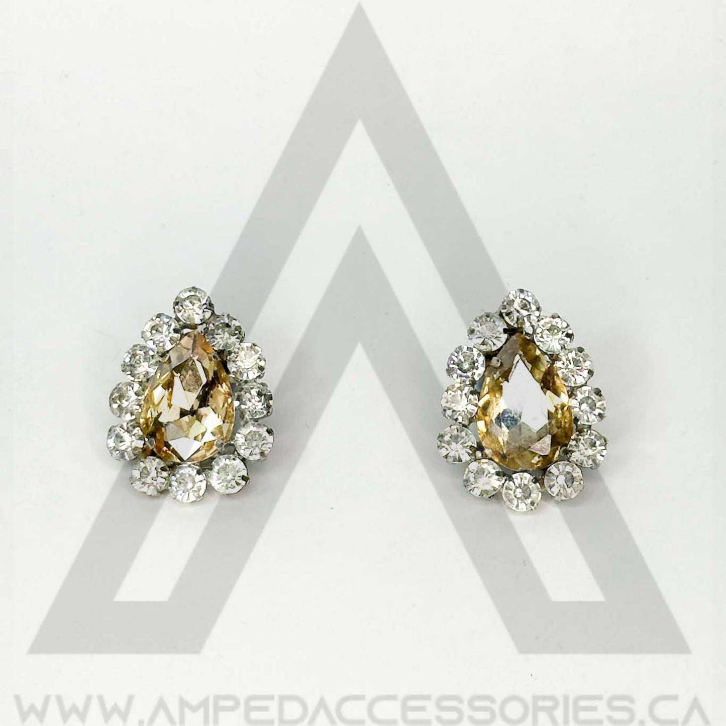 Brown, Champagne, Gold & Topaz Button Earrings