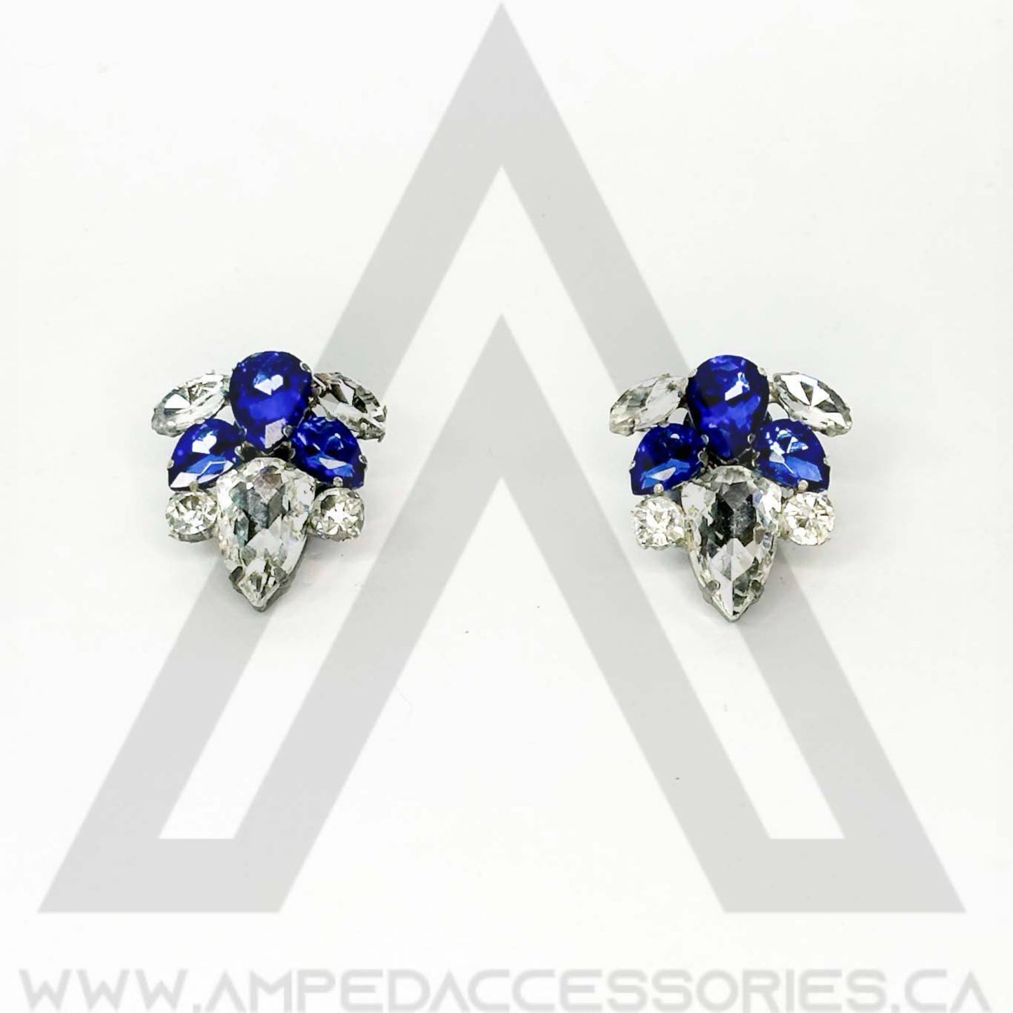 Blue Button Earrings