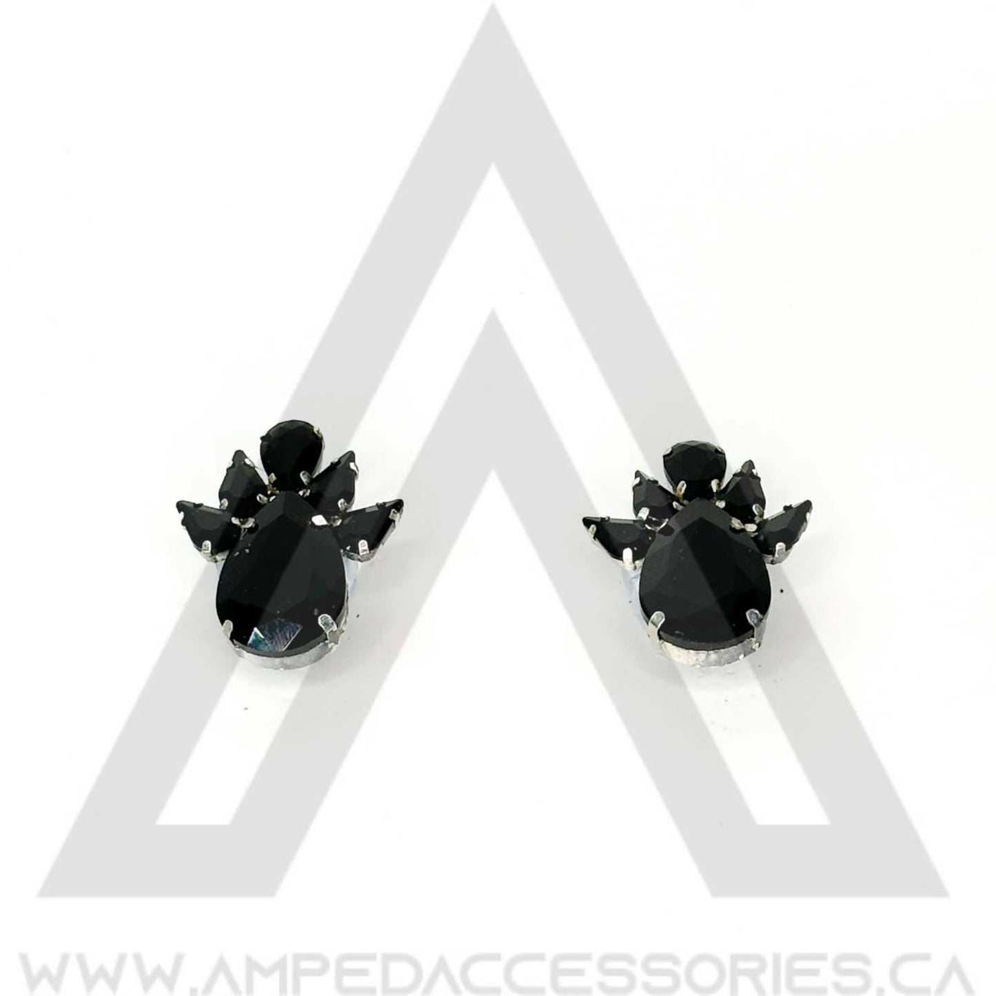 Black Button Earrings