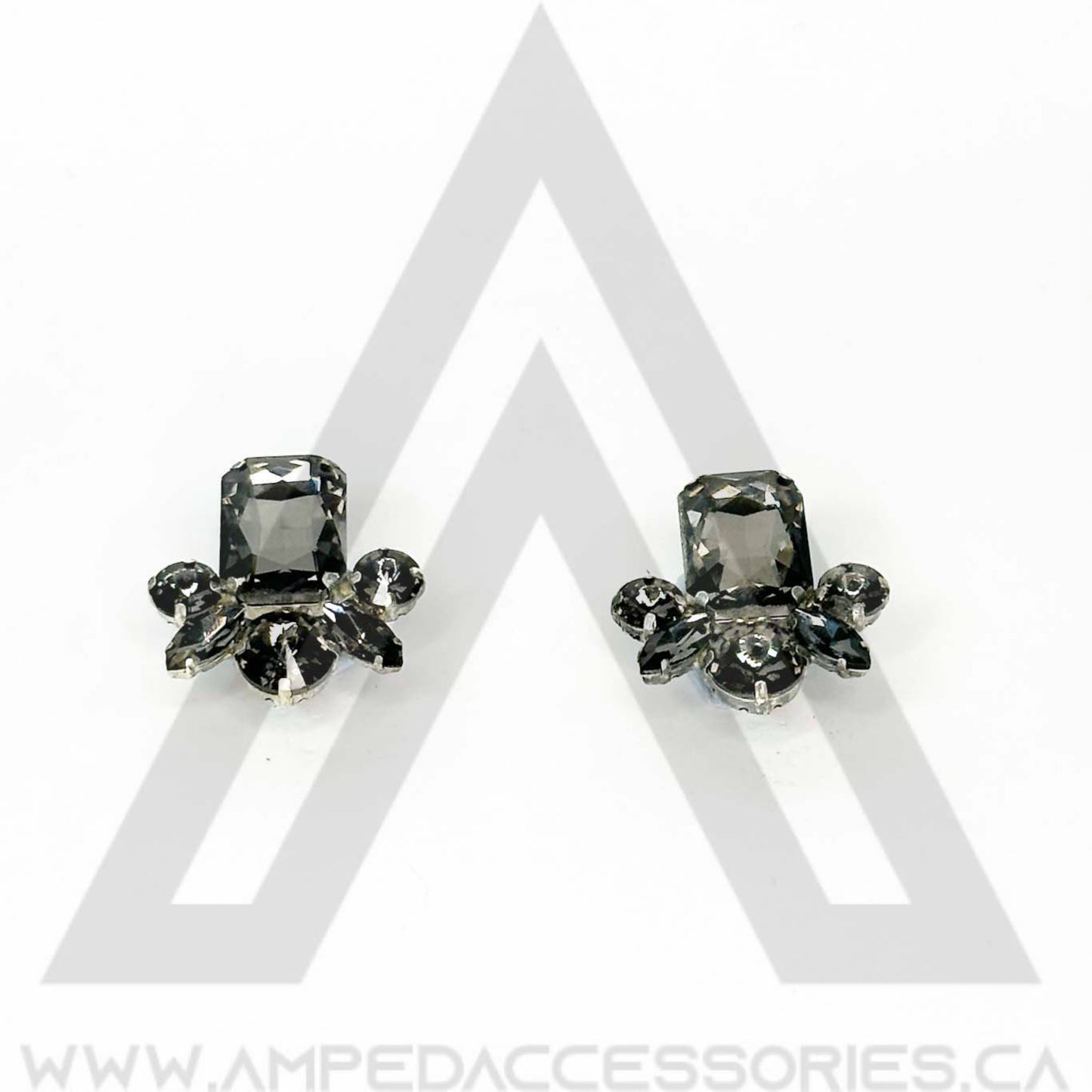 Grey Button Earrings