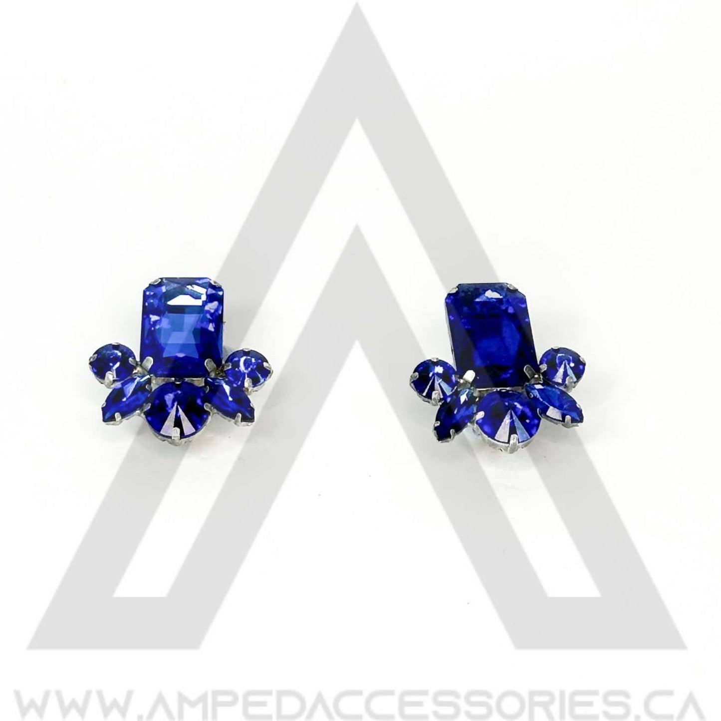 Blue Button Earrings